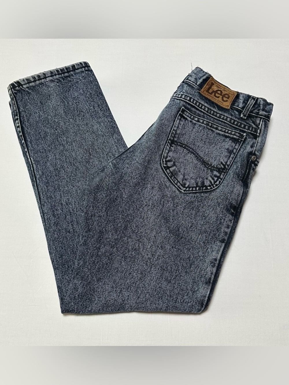 Vintage 80s Lee Storm Rider Acid Wash Straight Tapered Leg Jeans 32x30